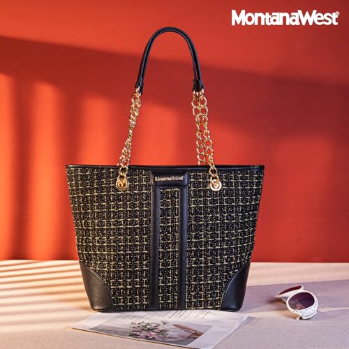 Image of Montana West MEDIUM Tote Bag for Women Quilted Chain Handbags Shoulder Purse