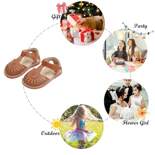 Image of Felix & Flora Toddler Girls Sandals Soft Rubber Princess Flat Shoes Flower Girl Shoes