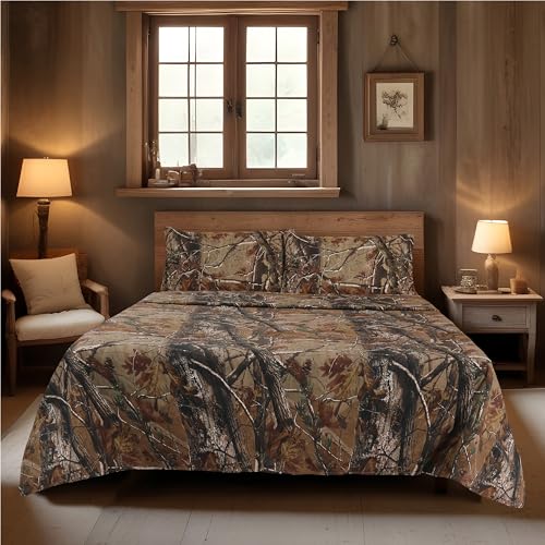Realtree All Purpose Camo Bedding Twin Sheet Set 3 Piece Polycotton Rustic Farmhouse Bedding for Lodge, Cabin & Hunting Bed Set – Perfect for Outdoor Camouflage Bedroom - (39