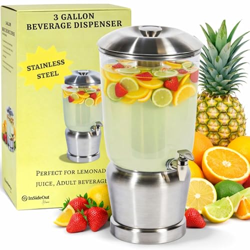 Stainless Steel Drink Dispenser with Ice Chambers