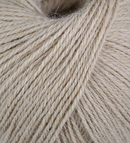 100% Alpaca Yarn Wool Set Of 3 Skeins Fingering Lace Worsted Weight - Heavenly Soft And Perfect For Knitting And Crocheting (Beige, Fingering) #TOP2