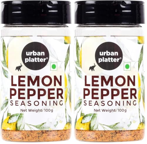 Image of urban platter Lemon Pepper Seasoning Mix Shaker Jar, All Natural, Zesty & Lively, 100 g (Pack of 2)