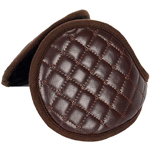 Winter Foldable Adjustable Thick Warm Plush Leather Earmuffs for Men(Grey) (Color : Coffee)-image-11