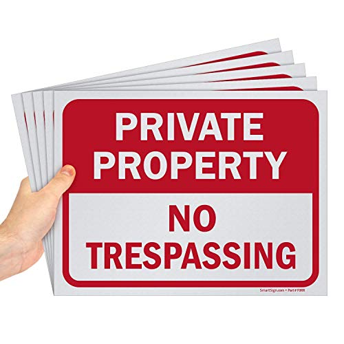SmartSign Private Property No Trespassing Sign, 9' x 12' Polystyrene Plastic (Pack of 5) Screen...
