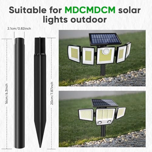 Image of Solar Lights Outdoor Stakes - 0.82 inch x 13.46 inch Outdoor Ground Stake, ABS Plastic IP65 Waterproof Solar Security Light for Yard, Garage, Driveway, Garden