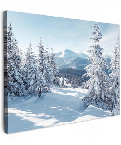 MuchoWow© Impressions sur Toile 40x30 cm Deco Tableau Murale Decoration Salon Peinture Tableaux Chambre Toiles Maison Paysage d'hiver - Nature - Montagne -...