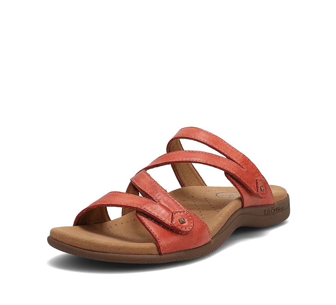 Taos Double U Premium Leather Womens Sandal - Stylish Adjustable Strap Design with Arch Support Cooling Gel Padding