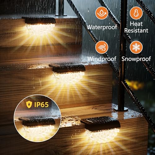 Solar Fence Lights, 6 Pack Shell Style Solar Lights Outdoor Garden, Warm White, Waterproof, 2 Installation Ways, Outdoor Lights Solar Powered for Steps, Pathway, Fence & Wall - Image 4