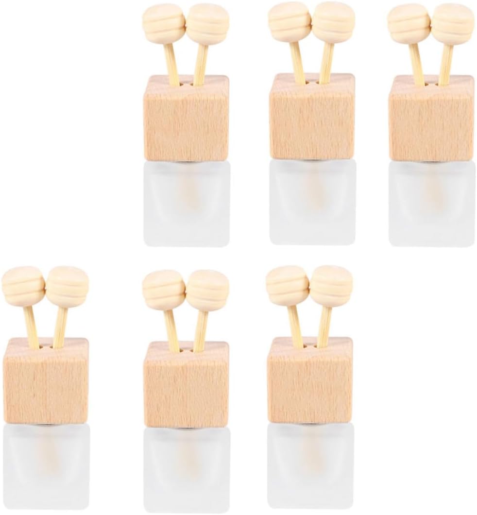 6 Pcs Car Air Vent Essential Oil Diffuser Bottles with Rotatable Clip Design, Glass and Wood Material Fragrance Ornament the Car to Fatigue