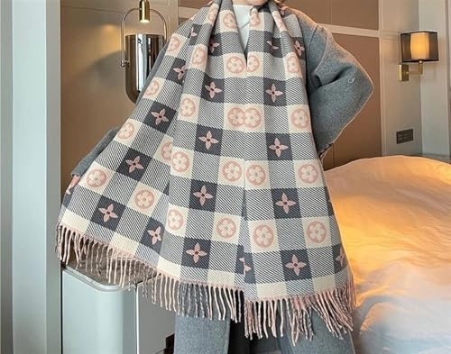 New Women's Fall Winter Pashmina Versatile Shawl Thickened Warm Scarf Suitable for Daily Use(Light Gray)4