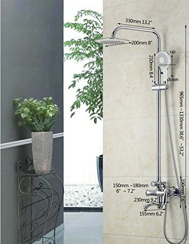 Pomme de douche baignoire 20,3 cm chrome avec robinet et douchette - 3