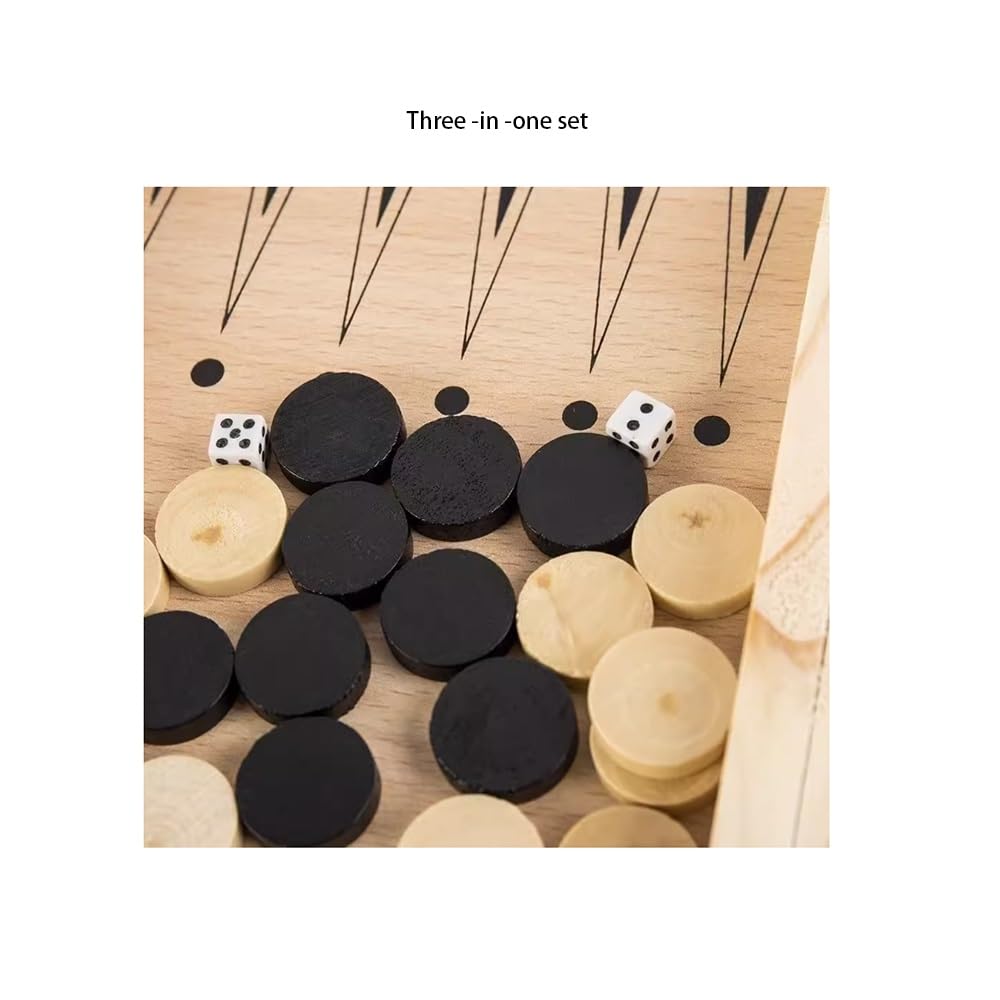 Set di Scacchi Classico 3 in 1 e Gioco Internazionale da Competizione Standard per Decorazioni Regalo, Decorazioni per la Scuola (Marrone M)