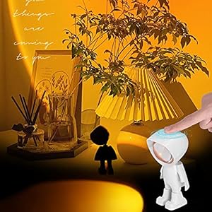 NANONAN Zonsondergang Lamp Projector Licht Zonsondergang Projectie 360 ° Rotatie Robot Lamp USB Opladen Stem Licht Magnetische Gesp Vloerlamp Wit
