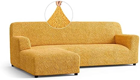 Menotti Corner Sofa Cover - Corner Couch Cover - Pet Protector - Soft Polyester Fabric Slipcovers - 1-piece Form Fit Stretch Sectional Sofa Slipcover Furniture Protector - Microfibra - Choco (Corner)