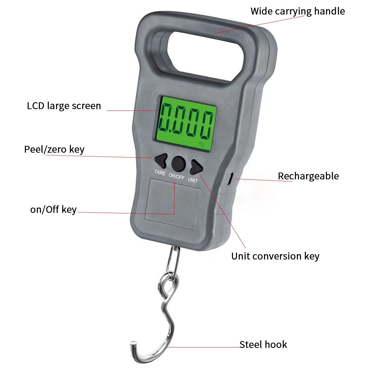 Balance électronique 50kg - Précise Pour Pêche, Voyage, Cuisine - Piles Non Incluses
