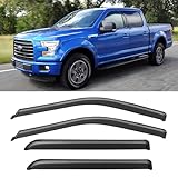 Window Rain Guards Visors for 2015-2025 Ford F150 SuperCrew Cab, Window Vent Wind Shades Deflectors for 17-25 F-150 Raptor F250 F350 F450 F550 Super Duty