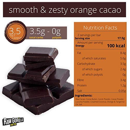 Raw Gorilla Smooth & Zesty Orange Cacao | 4er-Pack | glutenfreie Snacks | Keto Schokolade | ohne Zuckerzusatz | vegane… – Bild 7