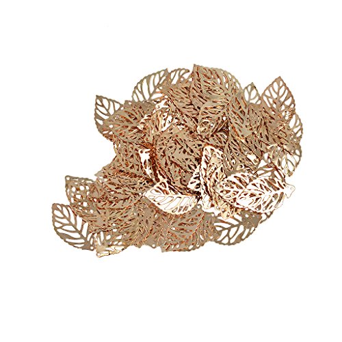 Lot de 100 pendentifs en forme de feuilles d'arbre percées - Or rose Cover