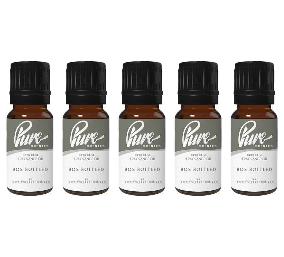 Pure Scented 50ml Fragrance Oils - 5 x 10ml Suitable for Candles, Soaps, Slime, Diffusers, Cosmetics, Wax Melts, Designer (5 x 10ml, Bos Bottled)