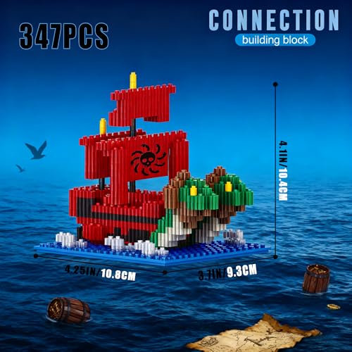 Image of 5 Mini Pirate Ship Building Blocks, Japanese Top Pirate Ship Straw Hat Crew Going Merry - Thousand Sunny - Polar Driver - Snake Princess, Play Adventure Piece One Gift for Adult, Teen 14+