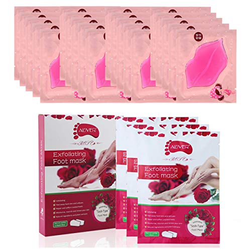 CCbeauty 20-Pack Pink Collagen Crystal Lip Mask Bundle with Exfoliation Foot Mask 3 Pairs/Box CCbeauty 20-Pack Pink Collagen Crystal Lip Mask Bundle with Exfoliation Foot Mask 3 Pairs/Box