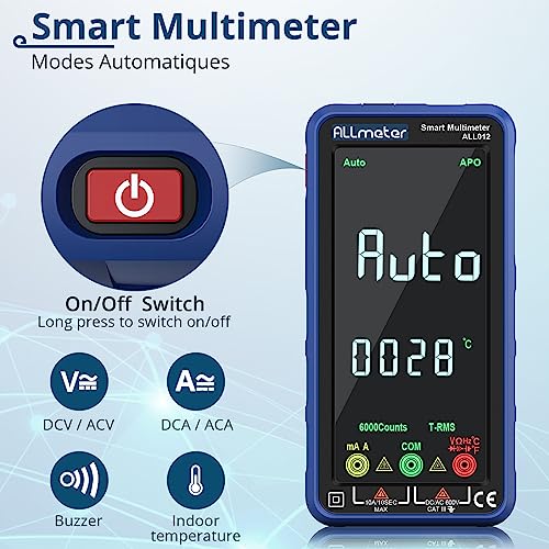 ALLmeter Digital Multimeter 6000 Zählungen Strommessgerät mit Farbbildschirm CAT II 1000V CAT III...