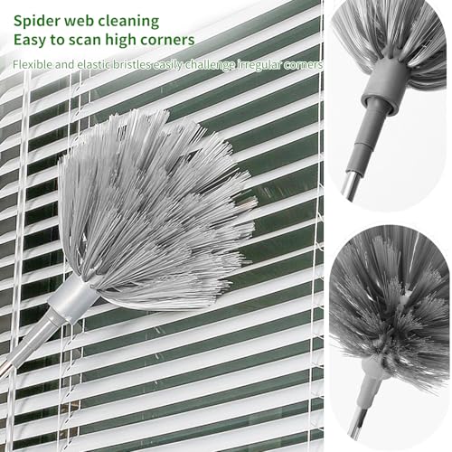 Image of 5Pcs Microfiber Feather Duster with Pole Extendable Duster Long Handle Dusters for Ceiling Fan Blinds Car Cleaning Supplies for House Office (Gray)