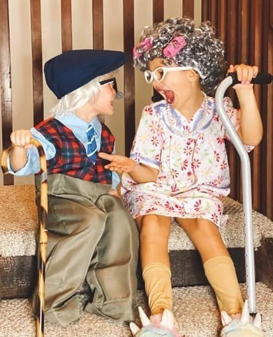 Miniatura 6 de Lingway Toys - Disfraz de hombre pequeño y viejo para niños finge ser abuelo, disfraz de celebración de 100 días de escuela para niños