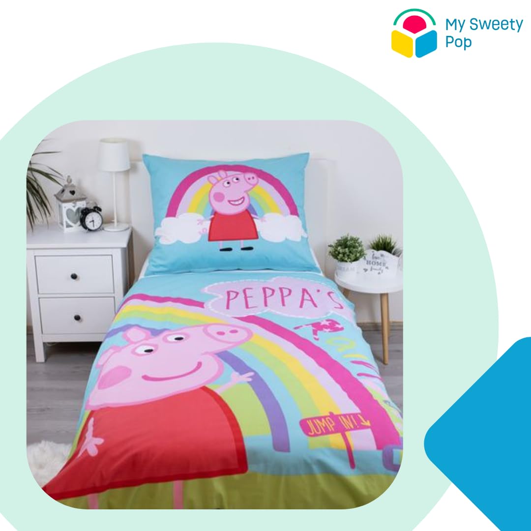 Set di biancheria da letto per bambini Peppa Pig - 2 pezzi - copripiumino - reversibile - 140 x 200 cm - federa - 70 x 90 cm - biancheria da letto - 100% cotone