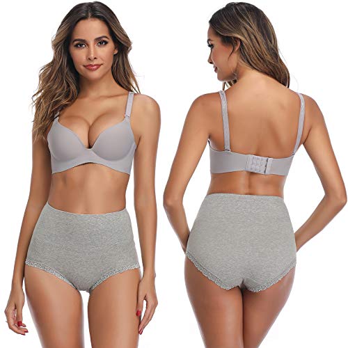 Image of Womens Underwear,Cotton Mid Waist No Muffin Top Full Coverage Brief Ladies Panties Lingerie Undergarments for Women Multipack