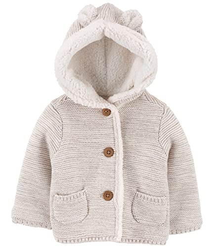 Image of Carter's Unisex Baby Boys and Baby Girls Button Front Hooded Sherpa-Lined Cardigan Jacket