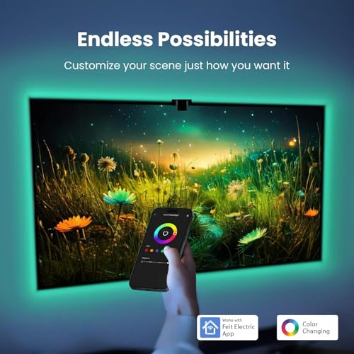 Image of Feit Electric Smart TV Backlight with Color Sensor and 11.5ft LED Tape Light Supports 55 inch-85 inch TVs, RGB Backlight, No Hub Required - TAPETV85 /RGB /AG