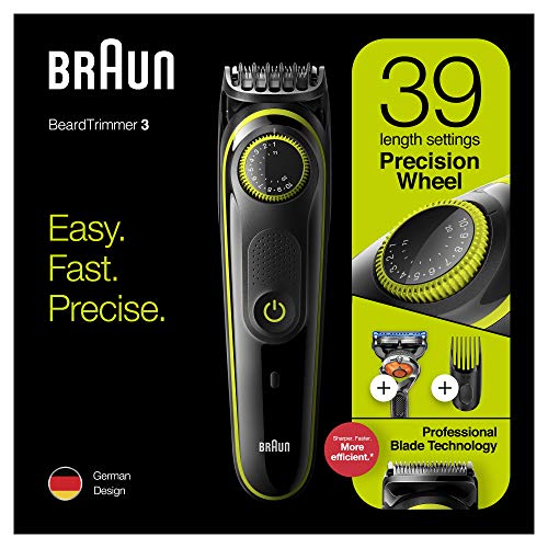 Image of Braun Beard trimmer BT3241 with precision dial, 2 combs and Gillette Fusion5 ProGlide Razor Trimmer 80 min Runtime 39 Length Settings (Black)