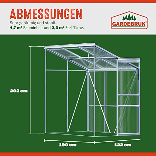 GARDEBRUK® Beistell Aluminium Gewächshaus 3,8m³ 190x130cm Treibhaus Gartenhaus Frühbeet Pflanzenhaus Aufzucht – Bild 4