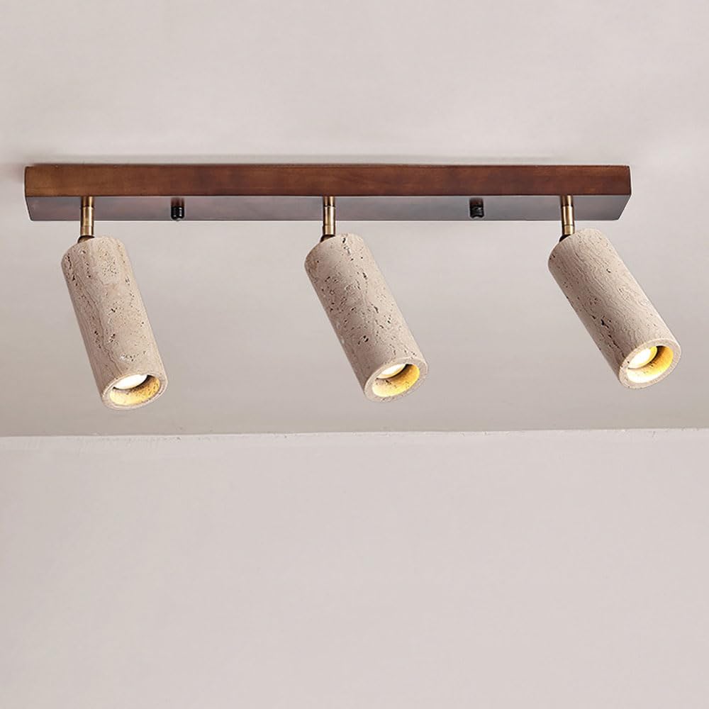 HXYSXHJUO Wabi Sabi Flush Mount Ceiling Light 3-Light Yellow Travertine Spotlight Indoor Industrial Lamp Natural Stone Vintage Chandelier Fixture For Corridors Bedroom Hallway Hotel