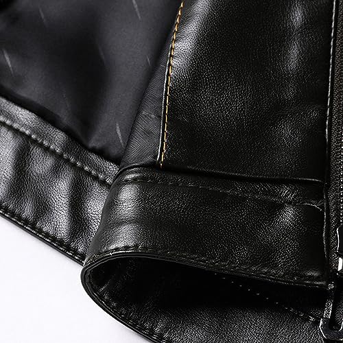 Chaqueta de cuero sintético para hombre con cuello alto y cierre miniatura 4
