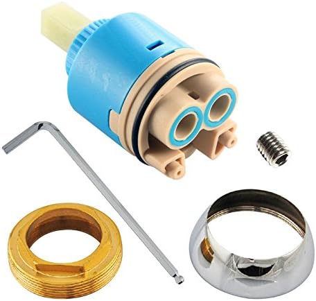 Bathroom 35mm Ceramic Disc Plastic Basin Shower Lever Mixer Tap Inner Cartridge Replacement with Fittings (40MM with fittings)
