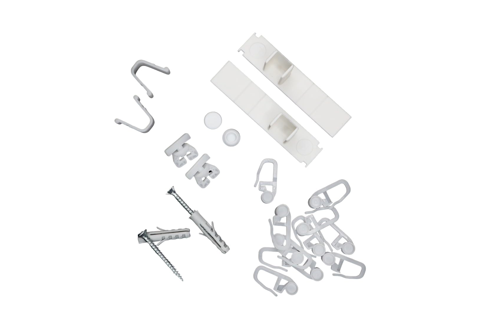 TRINGLE DECO Rail PVC Blanc de 200 cm tout équipé (glisseurs, embouts, arrêt, vis, chevilles, cache vis) pour rideaux 2 voie avec profil de décoration blanc