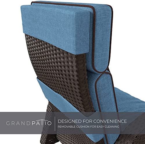 Grand Patio Outdoor Recliners Set Of 2 Patio Recliner Chair, All-Weather Wicker Reclining Patio Chairs, Flip-Up Side Table, Recliner Chair, Peacock Blue #TOP7