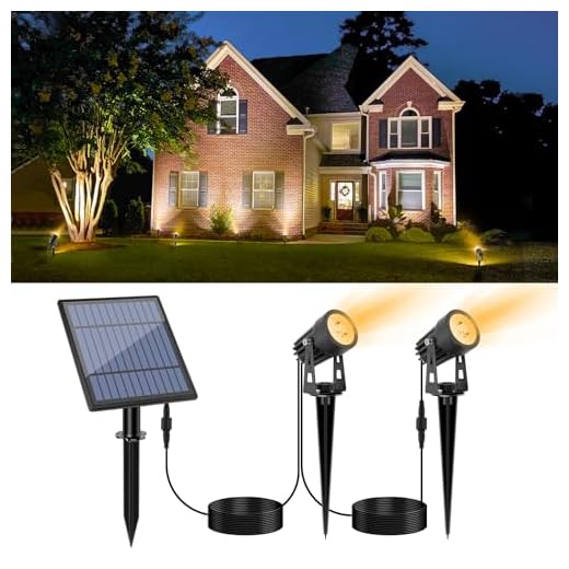 APONUO Led Solar Spotlights 2W Solar Powered Landscape Lights Outdoor Spotlights Low Voltage IP65 Waterproof 16.4ft Cable Auto On/Off for Outdoor Garden Yard Landscape Downlight Warm White
