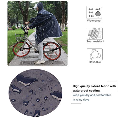 KRATARC Outdoor Rain Poncho Reflective Waterproof Raincoat Camping Hiking Cycling with Hood for Men Women Adult2