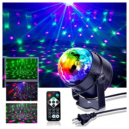 Disco Lights Sound Activated Party Lights with Remote Control Dj Lighting RBG Disco Ball, Strobe Lamp 7 Modes Stage Light for Family Parties KTV bar Christmas Halloween DJ Wedding Stage Decoration
