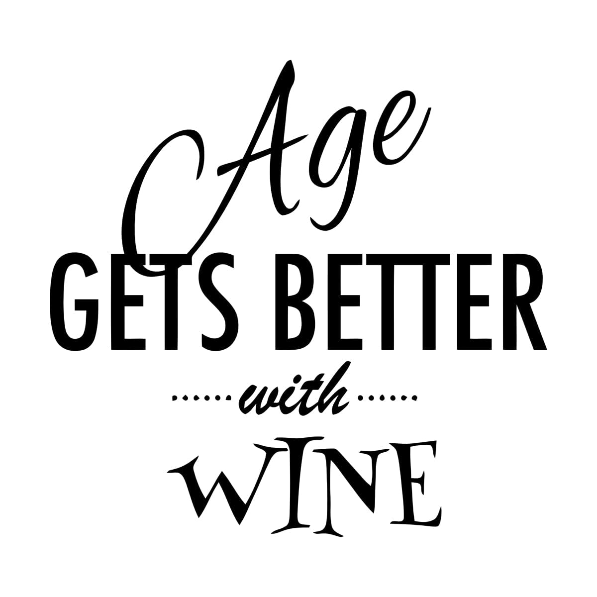 Vinyl Wall Stickers Kitchen Wine Quote Words Dinner 54x55.2cm It Won't Fall Off Large Black — image 1