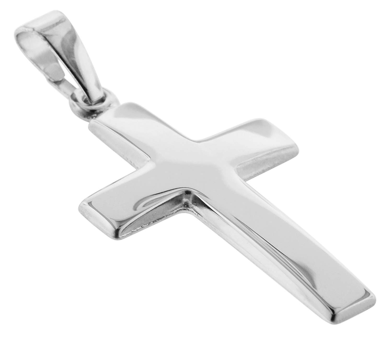 trendor Kreuz 21 mm Weißgold 333 (8 Kt) mit Silber-Halskette 39910 | zeitlose Halskette für Damen und Herren, Schmuckstück aus Echtgold und Sterlingsilber,