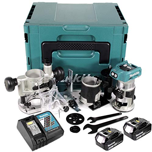 Makita DRT 50 RMJ X2, affleureuse sans fil brushless, 18V, profondeur 35 mm