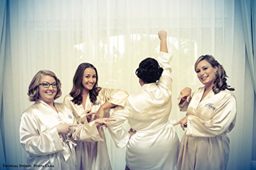 Personalized Mrs. Satin Bride Robe - Bridal White (S/M (2-10)) #TOP4