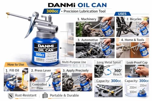 Image of Carbon Steel Oil Can 250CC | Manual High-Pressure Oiler with Long Nozzle & Hose | Durable Oil Pot for Machine Maintenance, Workshops & Industrial Lubrication