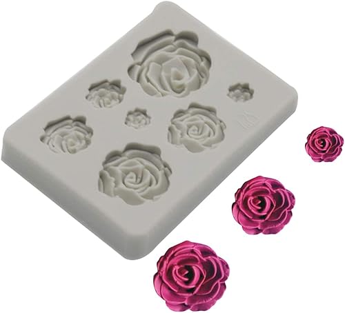 Miniatura 8 de Tvoip Molde de silicona de flor de rosa, 2 piezas, molde de fondant, herramientas de decoración de pasteles, molde de chocolate, para hornear,