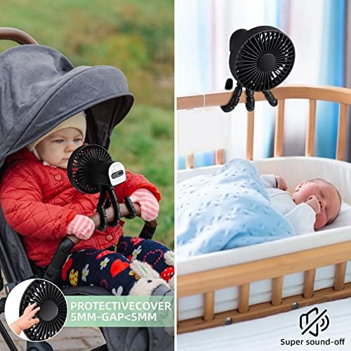 Pram fan,Stroller Oscillating Head Rotating Portable Handheld Personal Baby Car Seat Mini Clip-On Fan USB Desk Small Table Fan With Flexible Tripod Fan for Camping Outdoor Office Crib Toddler Bed