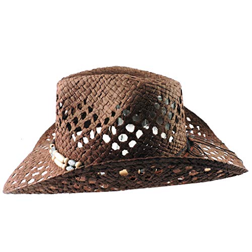 Image of SILVERFEVER Straw Cowboy Hat Cowgirl Hats Men Women Sun Hat Sombreros Vagueros Classic Western Accents Sombreros